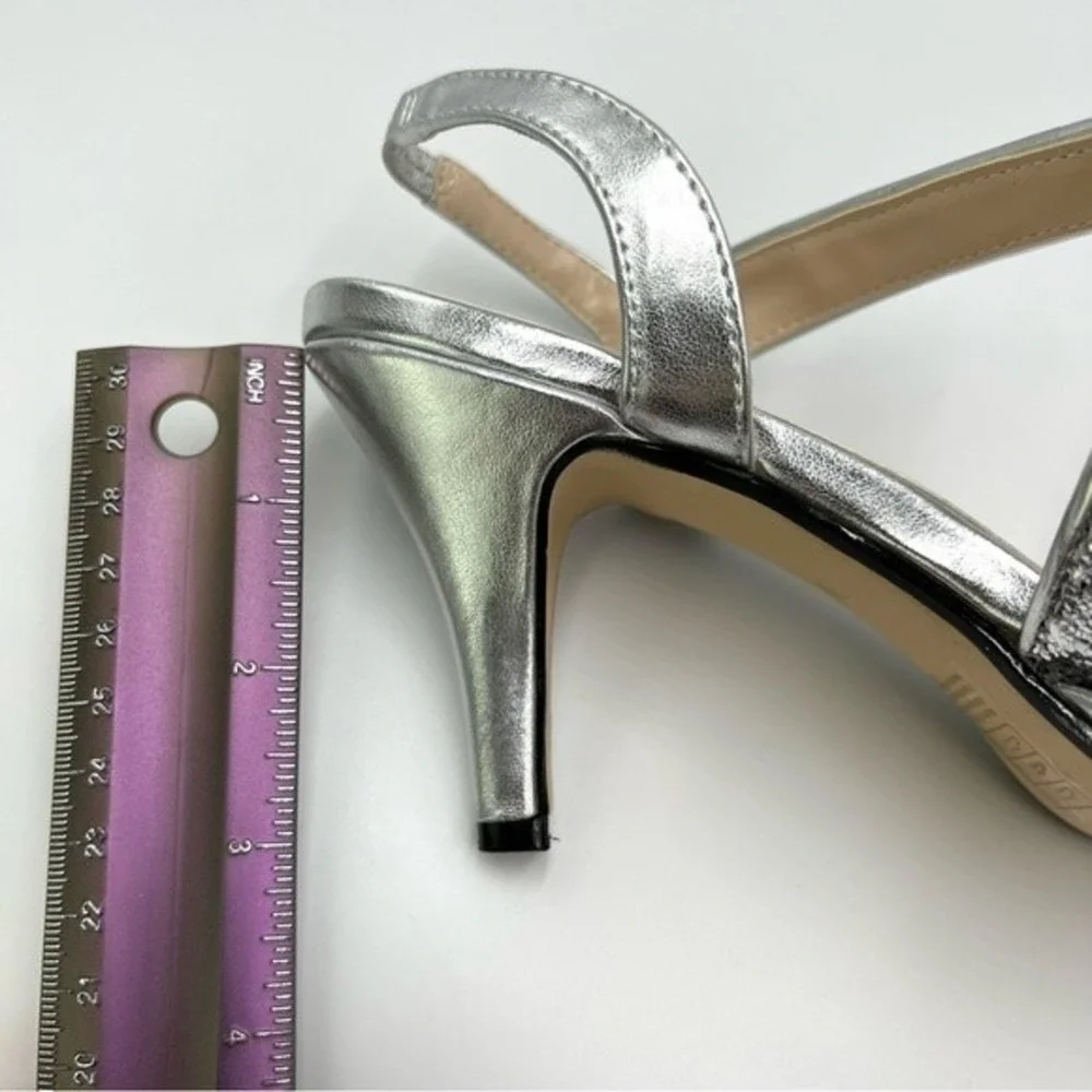 Touch Ups Womens Size 7 Silver Glitter Platform‎ Open Toe Dress Sandals Heels